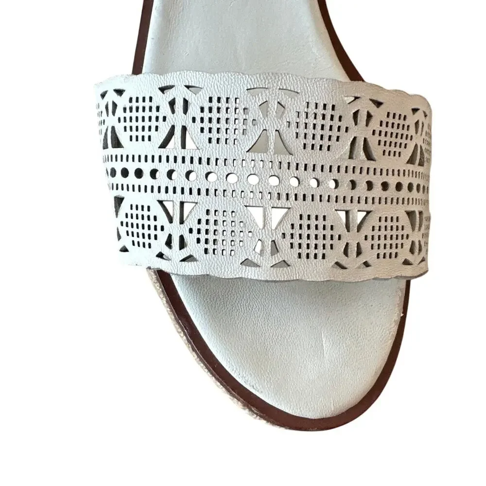 Tory Burch Roselle‎ Platform Espadrille Wedges White Leather 10